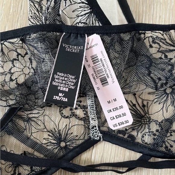 Victoria's Secret Luxe Lingerie Floral Embroidered Long Line Bra set 34B/ M - Picture 5 of 5